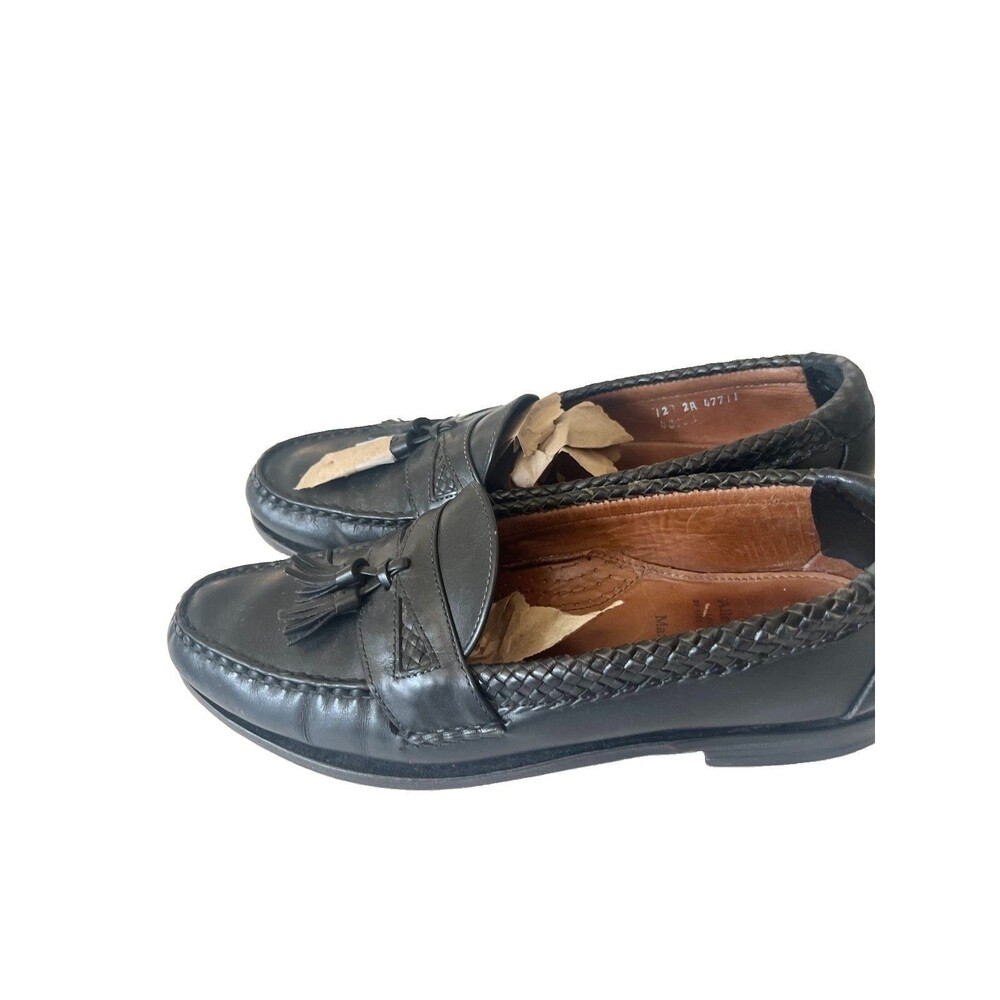 Allen Edmonds Maxfield Shoes Mens Size 12AA Black Leather Tassel Dress Loafers